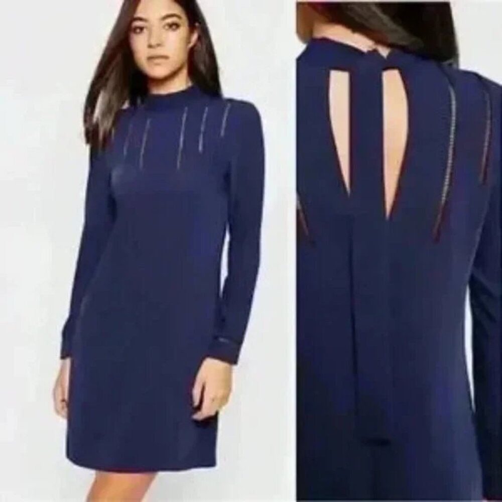 REISS Christina navy blue long sleeve dress